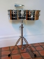 Timbales. LP Matador Chrome  Timbalitos with Stand and Cowbell. Rare !