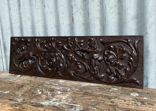 Vintage relief carved - oak, boar