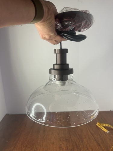 Seeded glass pendant light oil - glass,