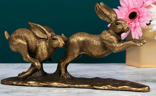 Bronze hares ornament - bronze,