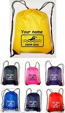 Personalised Swimming Drawstring Bag Sack School SWIM BAG Printed