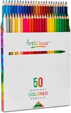 Artlicious 50 Premium Distinct Coloured Pencils for Adult Colouring Books