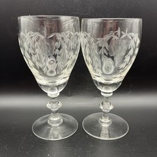 Pair of Vintage Etched Sherry/Liqueur Glasses-Flowers & Swags-Clear-11 cm High