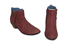 Moshulu claret matt leather zip up ankle boots UK size 6. EU 39