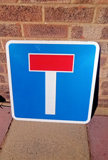 Genuine  Retired Aluminium Road Sign T NO THROUGH ROAD  industrial Vintage
