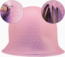 Hairdresser's Pink Highlighting Cap with Metal Hook - High Quality Silicone