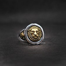 Mens Gold Stainless Steel Lion