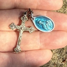 Crucifix Rosary Italian Cross Enamel Circa 1930s