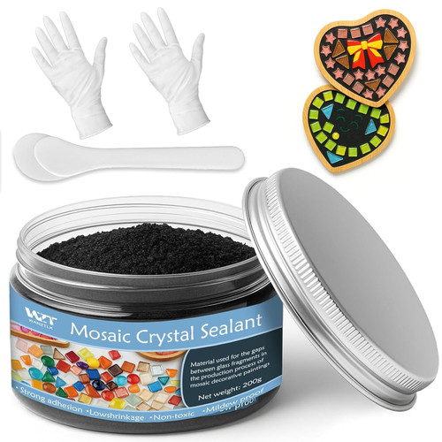 Black mosaic grout - black, crystal