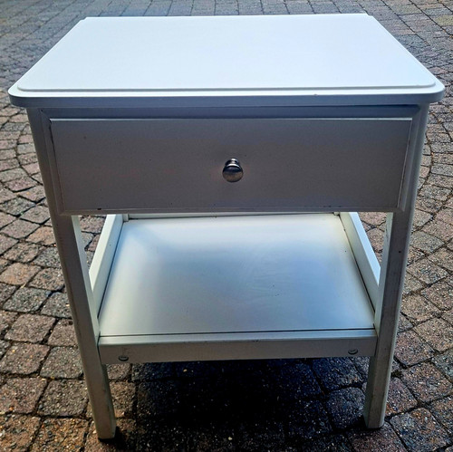 Ikea white wood bedside - white,
