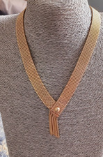 Vintage Flat Box Chain Collar Necklace Y Drop Tassel Cleopatra Retro Jewellery