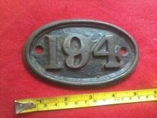 194 ,CAST IRON HOUSE NUMBER PLAQUE , 5 " WIDE ,3" HIGH.(96mm fixings),EX RAIL