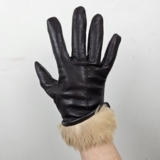 St Michael Driving Gloves Size Large Faux Leather Rabbit Hair Lined Vintage 80s