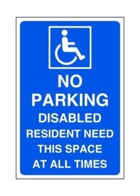 Parking disabled resident - no,