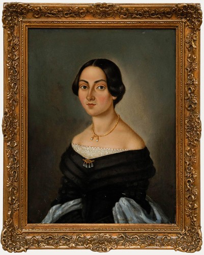 Mid 19th century oil lady - mid, in