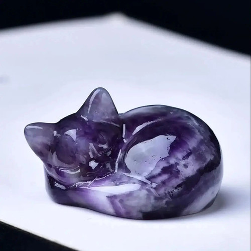 Crystal sleeping cat figurines - cat,