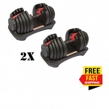 2X 24kg Adjustable Dumbbells 15in1 Quick Dial Smart Home Gym Fitness Weights