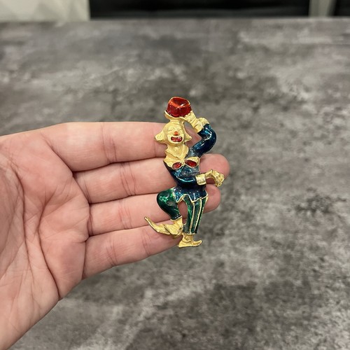 Vintage enamel clown - enamel, brooch