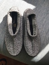 NEW PAVERS WIDE SOFT FABRIC GREY FLECK COMFORTABLE SLIP-ON SHOES/SLIPPERS 4-5