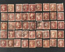 Job Lot of Penny Red Stamps. QV One Penny Red Stamps. 1d Red. circa 1860s-70s.