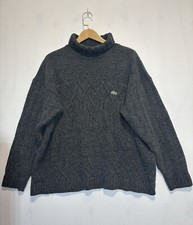 Lacoste Grey Heavy Knit Turtleneck Roll Neck 2XL