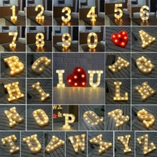 LED Light Up Alphabet Letters Warm White Lights Plastic Numbers Standing UK