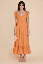 NWT Birdy Grey Michelle size XS apricot orange tea length bridesmaid dress prom