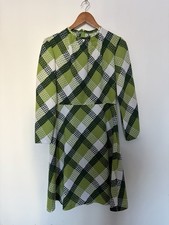 Vintage 1970s Handmade Green Geometric A-Line Dress – UK 10–12 