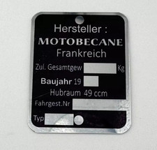 Mobylette Motobecane ID plate