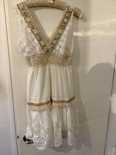 Womens Boho Dress Size 10 White Midi New Without Tags Holiday Summer Beach