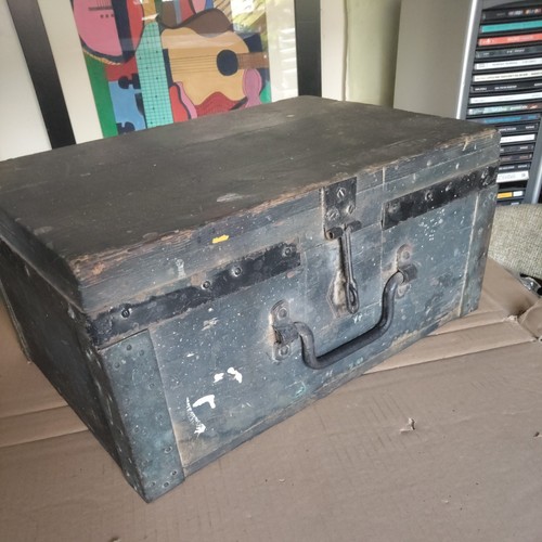 Antique vintage wooden trunk - vintage,