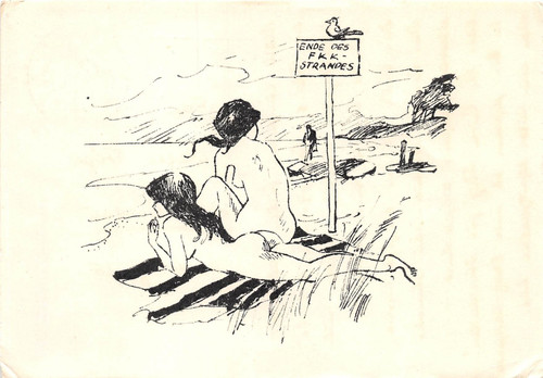 Postcard naturist beach - , humor