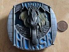 Bergamot buckle TAN506 Iron Horse Buckle USA 1990 Biker Size~90x90mm Heavy