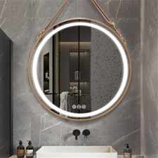Retro Large Round LED Bathroom Mirror Lights Dimmable Fogless Villa Wall Mirror