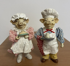 Vintage 1989 Londonshire “Folkaft” Pig Chef Figurines –  Walter & Wendy  Booklet