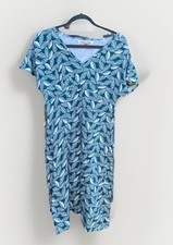 Mudd & Water Green Leaf Print Dress Size 10 Stretch Jersey Tie Waist 100% Cotton