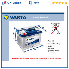 Car Battery D43 Varta 078 540A