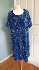 Nina Leonard Short Sleeve Sequin Sheath Dress midnight blue size 2XL new QVC j8