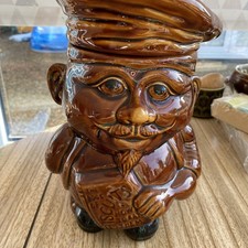 Vintage P&K Brown Ceramic Biscuit Barrel Cookie Jar - Made In England  