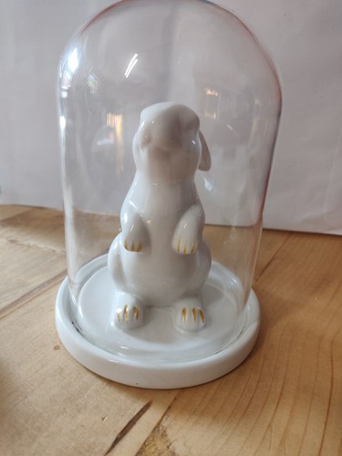 Vintage ceramic white bunny - vintage,