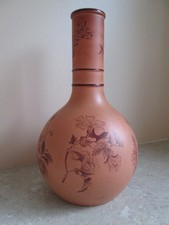 ANTIQUE WEGWOOD TERRACOTTA  VASE  - FLORAL PATTERNS  1872