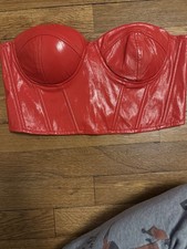 Red Faux Leather Corset