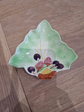 Avon Ware Leaf Shape Dish Plate Strawberries & Cherries Mid Century Salad Ware