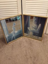 Set Of 2 Retro Vintage Ballet Dance Ballerina Mirrors With Printed Pictures On