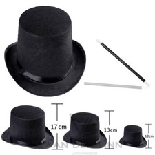 VDL Black Top Hat 3 Sizes Kid Adult Fancy Dress Magician Mad Hatter Victorian