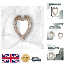 Stunning Distressed Silver Heart Mirror with Angel Wings - Ideal Home Accent