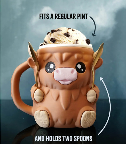 Printed highland cow pint - 3d,