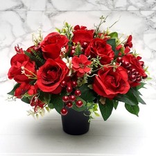 ARTIFICIAL SILK FLOWERS 12 Red
