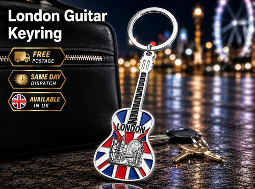 London guitar keyring - guitar, uk