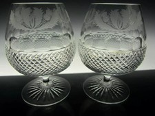 Pair of Edinburgh Crystal Scotland "Thistle" Large 5" Brandy Balloons, signed